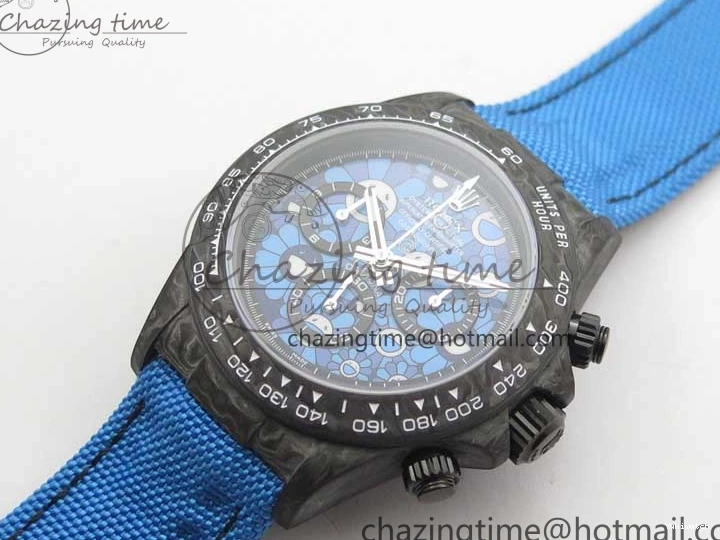 Edition Dial Daytona DIW Strap Blue Carbon A4130 Light Blue OMF Best Light Nylon on 1123